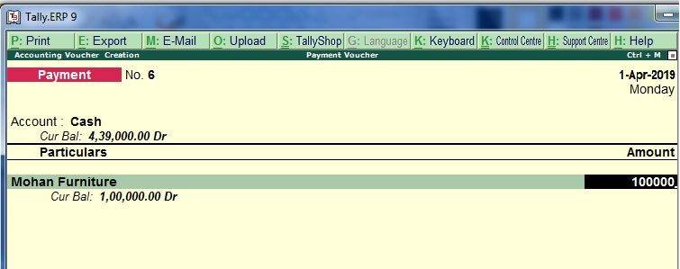 TallyERP9 Payment Voucher Question