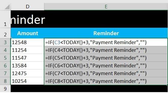 MS Excel Bill Reminder Project-8