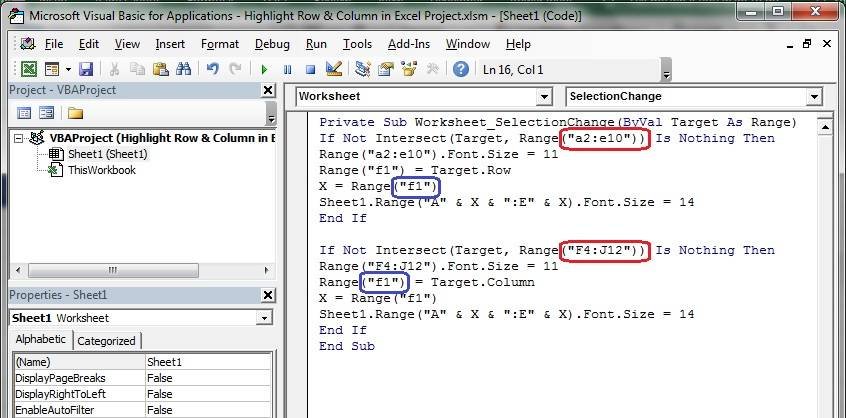 Highlight Row Column MS Excel Project-11