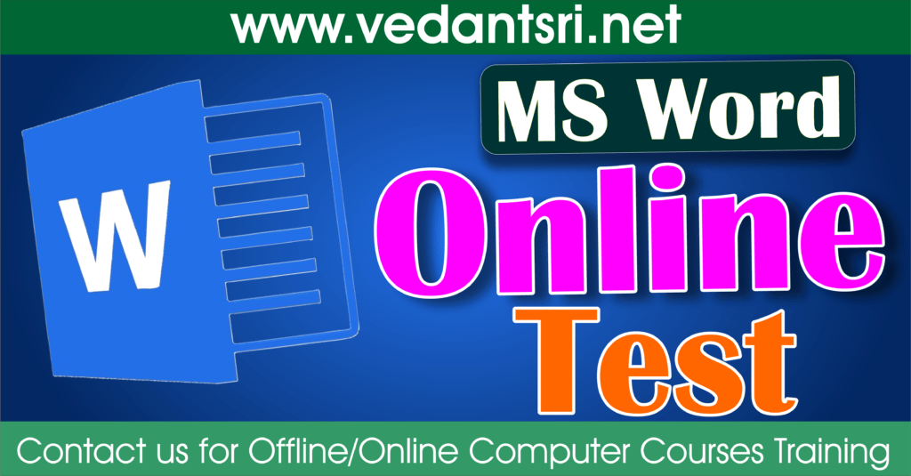 50 Top MS Word Online Test, Quiz, Mock Exam 2024 VedantSri