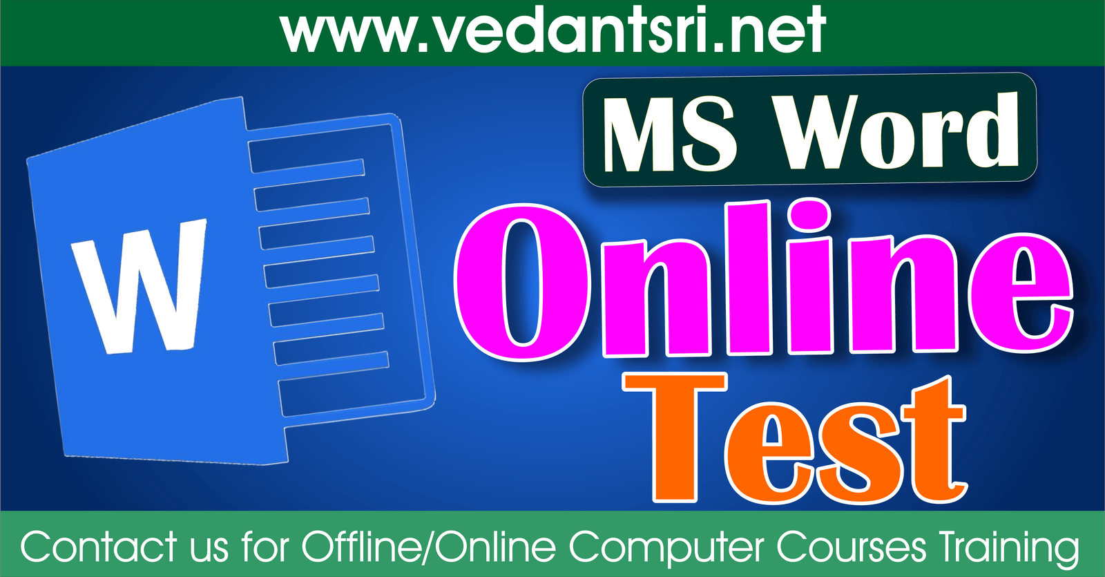 MS Word Online Test 2024 VedantSri Institute