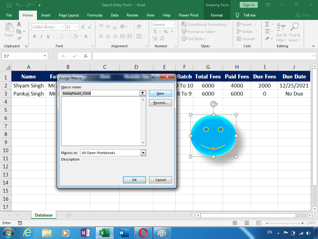 Search Entry Form Excel 4