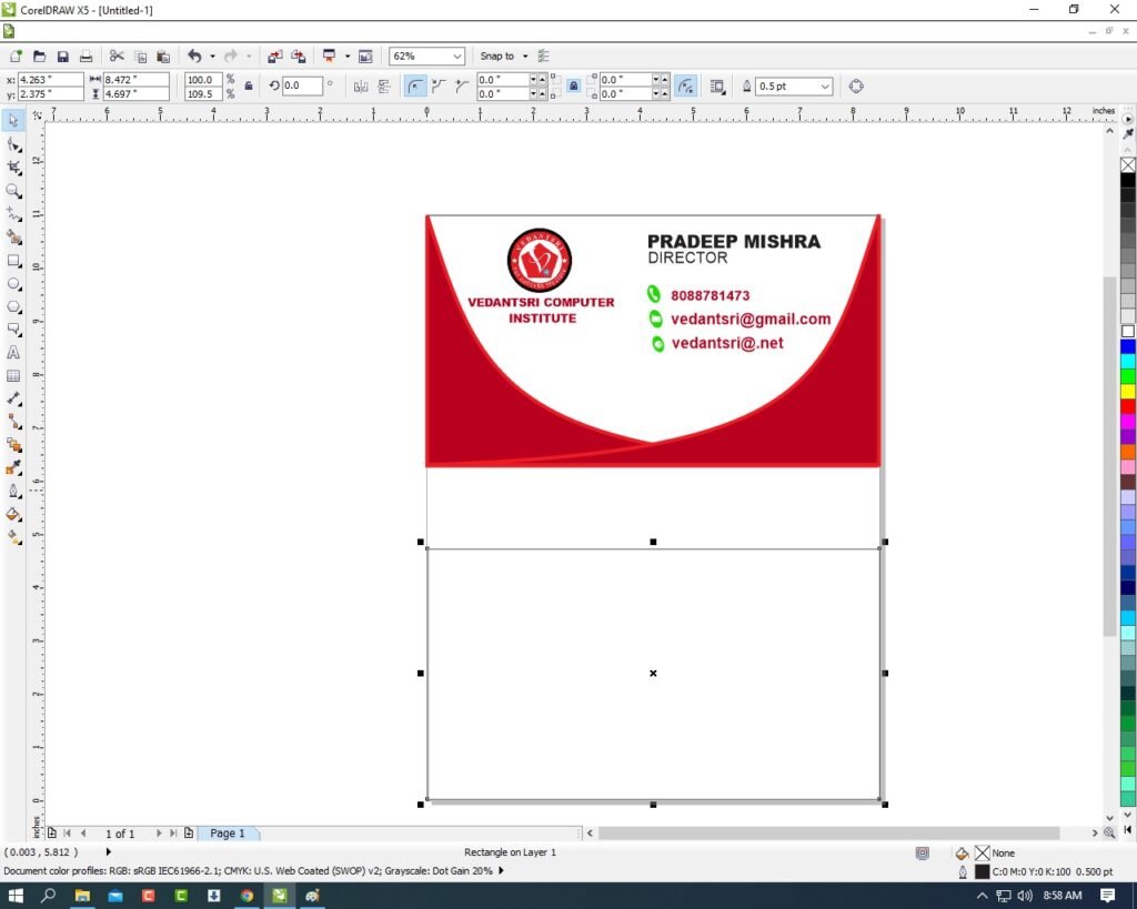 Visiting Card Design In CorelDraw, Easy and Simple Method, Step By Step, Download Source File