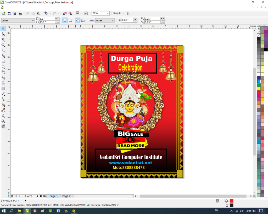 Durga Puja flyer Design in CorelDraw, Easy Method, Complete Steps, Download File