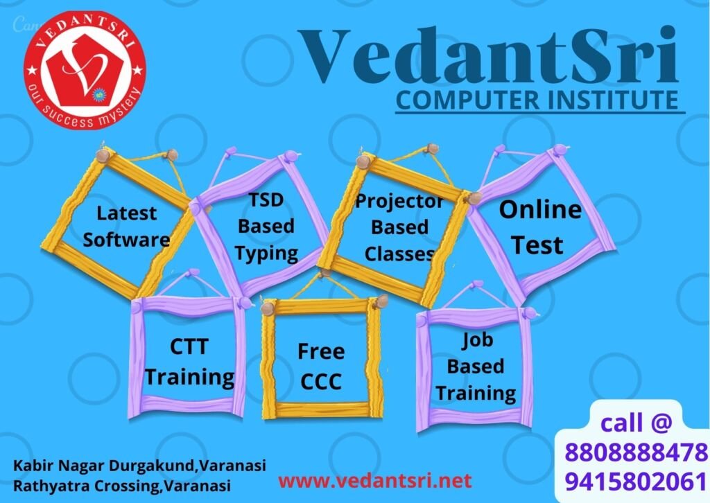 Learn Computer Courses with Free Typing Course in Offer with 50% Scholarship in VedantSri